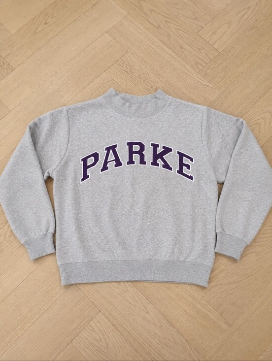 Parke Tops - Parke Grey+ Amethyst Purple Letters Fleece Varsity Mockneck LXL- Nwt